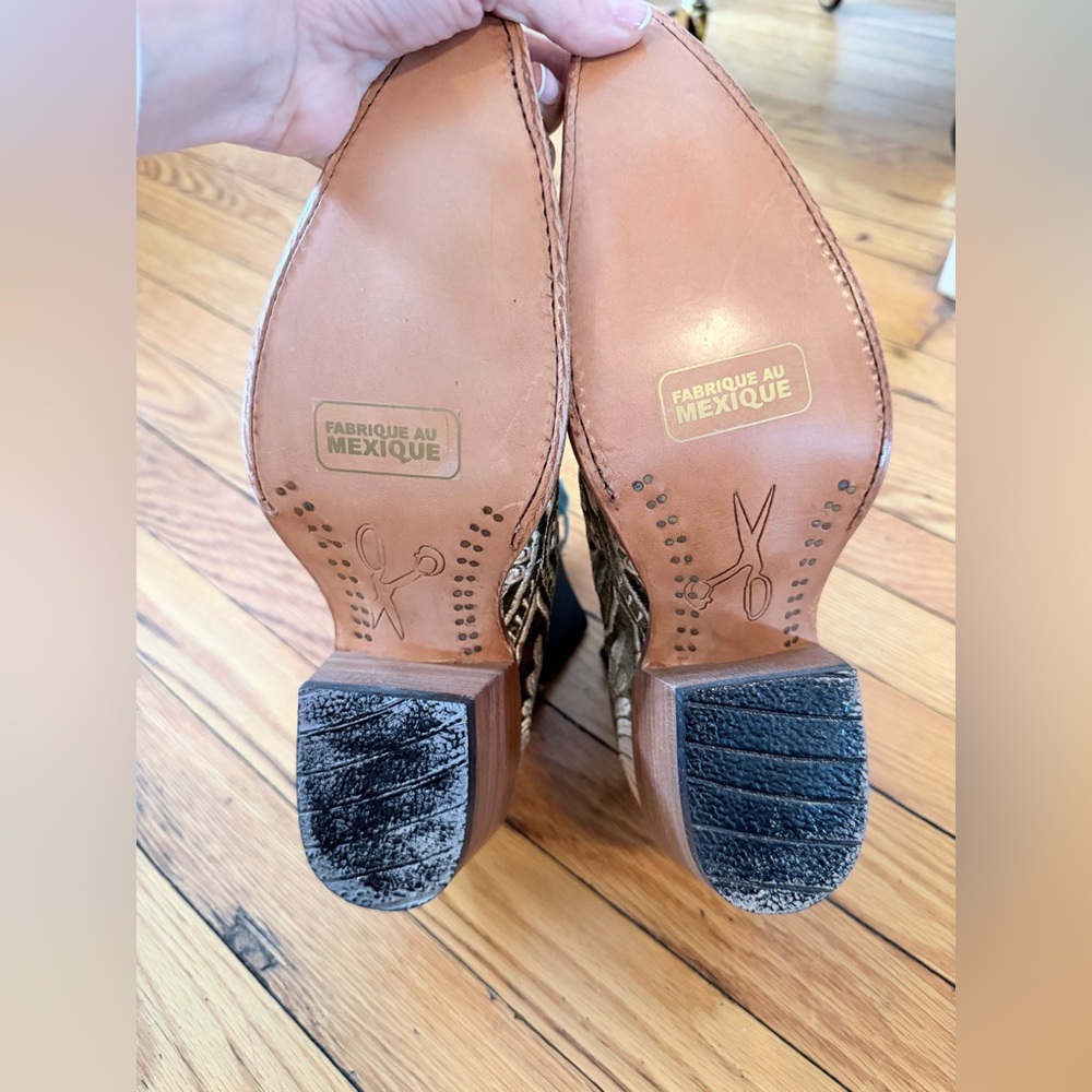 Pskaufman Embroidered Olive Green Velvet Chelsea Ankle Boots - Picture 8 of 9